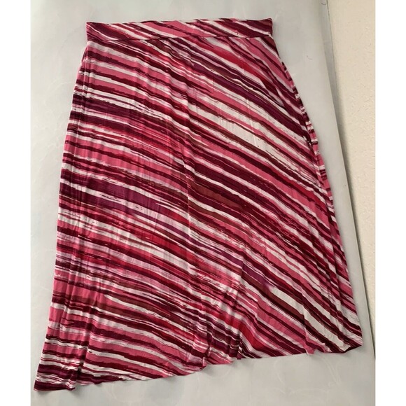 Lane Bryant Maxi Skirt Plus 22/24 Pink White Stripe Stretch Soft Flowy Colorful - Picture 1 of 5